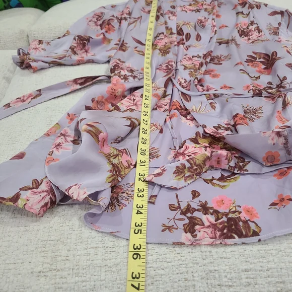Victoria's Secret Satin Kimono Short Robe Women's Size M/L Purple Floral Lounge - Picture 9 of 9